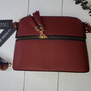 Vegan Purse Maroon with Tassels